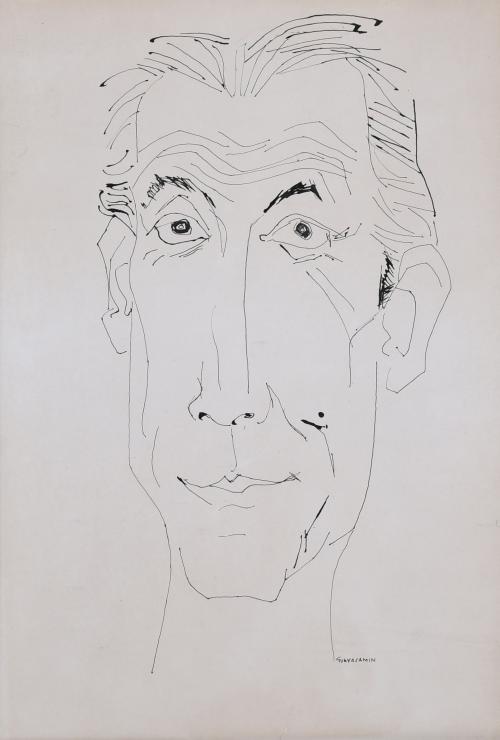 OSWALDO GUAYASAMIN (1919-1999). "RETRATO DE MANUEL DEL ARCO ÁLVAREZ", dibujante, caricaturista, periodista y abogado.