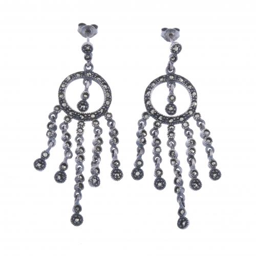 PENDIENTES LARGOS CON MARCASITAS.