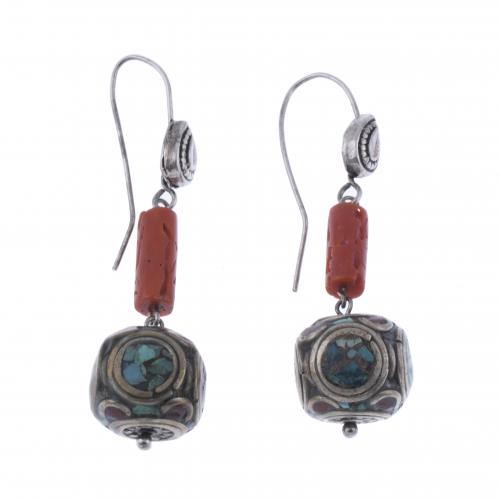 TIBETAN LONG EARRINGS.