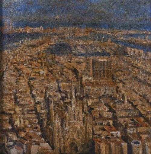 SALVADOR PÉREZ BASSOLS (1948). "VISTA DE BARCELONA", 2000.