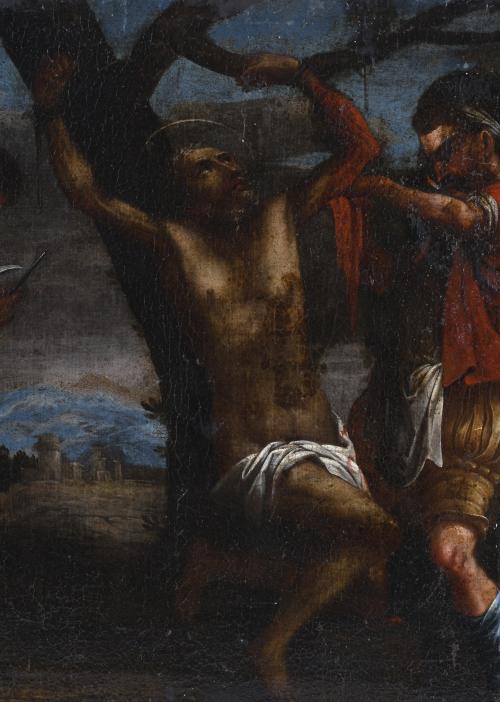 17TH/18TH SPANISH SCHOOL. "MARTYRDOM OF SAINT BARTHOLOMEW".