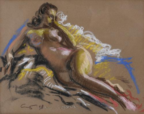 FERRAN CALLICO Y BOTELLA (1902-1968). "DESNUDO FEMENINO", 1948.