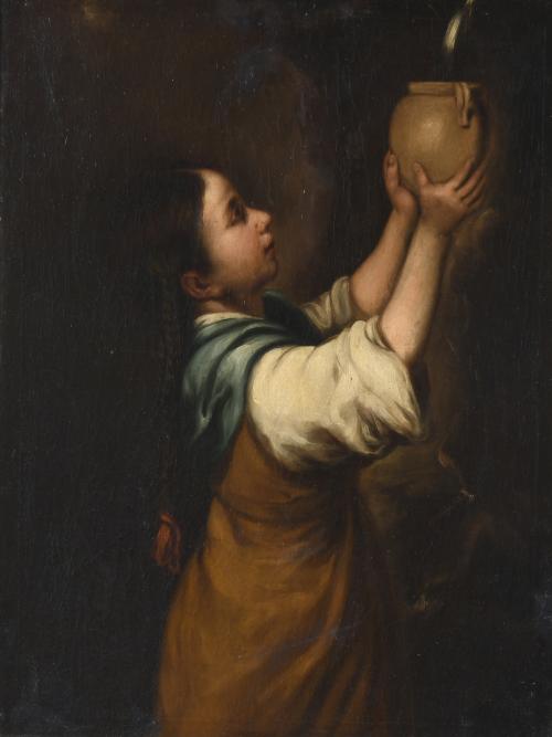 18TH/19TH CENTURY SPANISH SCHOOL. "GIRL WITH A PITCHER".