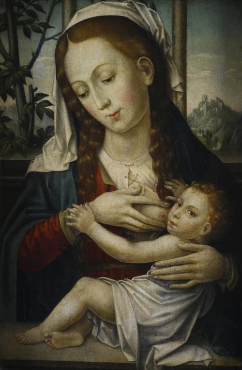 16TH CENTURY FLEMISH SCHOOL. "NURSING MADONNA".