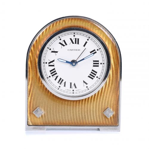 CARTIER. SMALL FRENCH TABLE ALARM CLOCK, 20TH CENTURY.