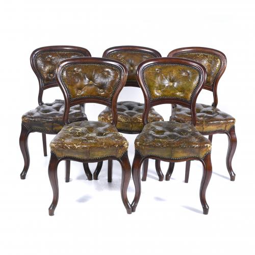 SET OF FIVE VICTORIAN CHAIRS, SECOND HALF 19TH CENTURY.