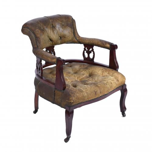 ENGLISH OFFICE ARMCHAIR, VICTORIAN STYLE, 20TH CENTURY.