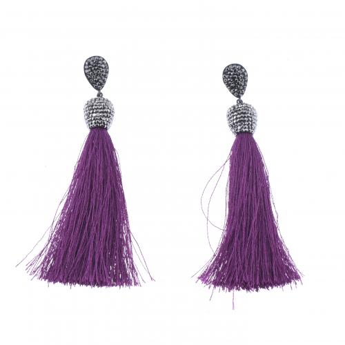 POMPOM EARRINGS WITH MARCASITES.