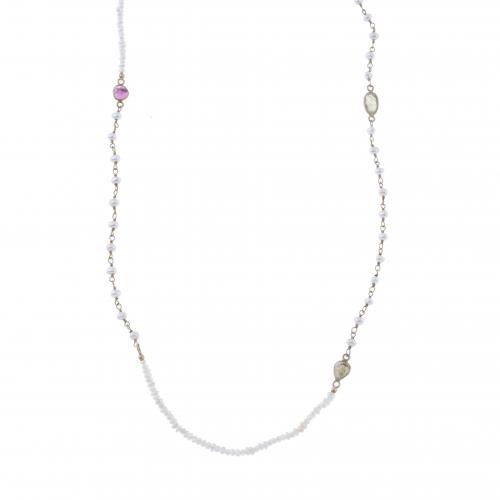 PEARLS AND TOURMALINES LONG NECKLACE.