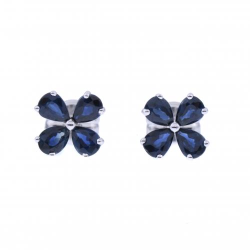 SAPPHIRE FLOWER EARRINGS.