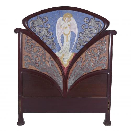 ART NOUVEAU HEADBOARD AND FOOTBOARD, 20TH CENTURY.