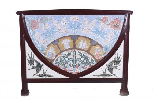 ART NOUVEAU HEADBOARD AND FOOTBOARD, 20TH CENTURY.