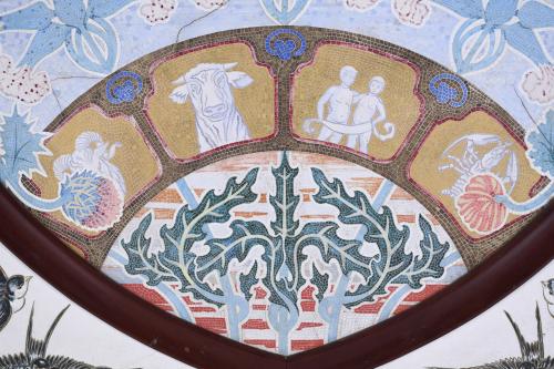 ART NOUVEAU HEADBOARD AND FOOTBOARD, 20TH CENTURY.