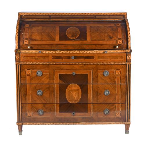 CHARLES IV CYLINDRICAL BUREAU, LATE 18TH CENTURY-EARLY 19TH CENTURY.