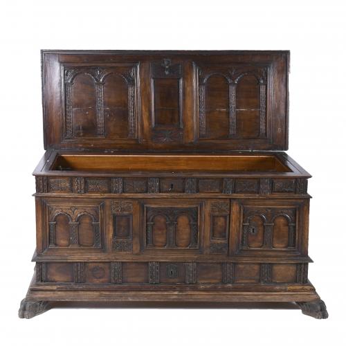 CATALAN HOPE CHEST, 18TH CENTURY WITH LATER TRANSFORMATIONS.