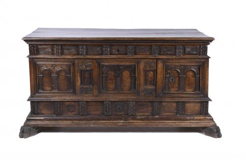 CATALAN HOPE CHEST, 18TH CENTURY WITH LATER TRANSFORMATIONS.