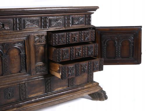 CATALAN HOPE CHEST, 18TH CENTURY WITH LATER TRANSFORMATIONS.