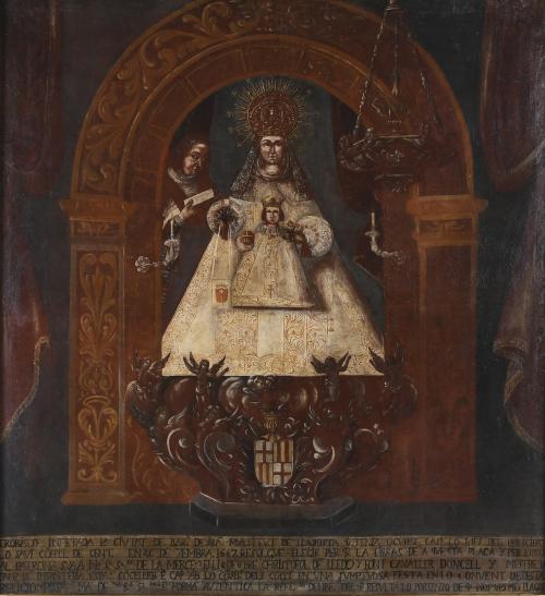 17TH CENTURY CATALAN SCHOOL. "EX-VOTO OF THE VIRGIN OF MERCÈ WITH THE 'CONSELLER' CRISTÒFOL LLEDÓ", 1687.