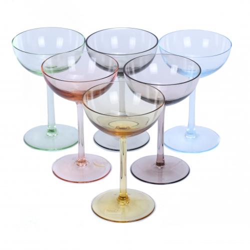 V. NASON&C. SET OF SIX ITALIAN CAVA GLASSES, SECOND HALF OF THE 20TH CENTURY.