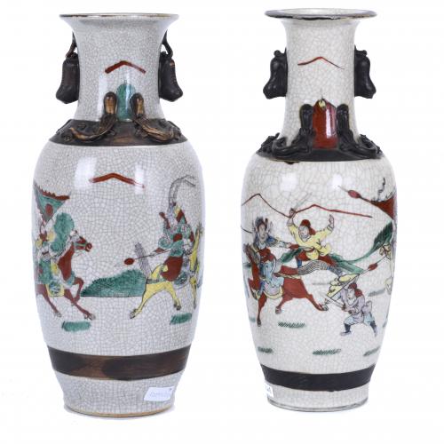 TWO SMALL "NANKING" VASES, 20TH CENTURY.