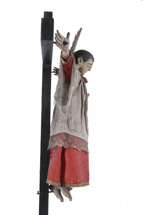 19TH CENTURY SPANISH SCHOOL. CRUCIFIED SAINT.