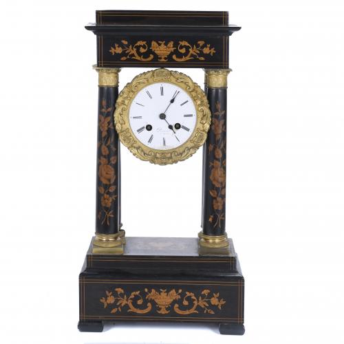 FRENCH PORTICO CLOCK, LATE 19TH CENTURY.