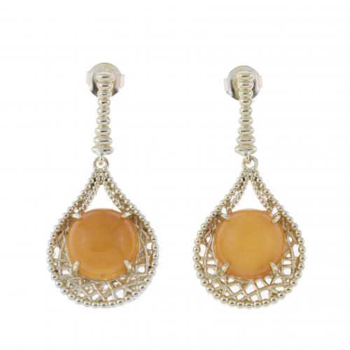 LONG EARRINGS WITH AMBER.