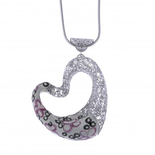 ENAMEL HEART PENDANT.