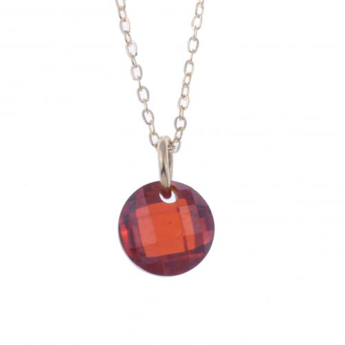 PENDANT WITH FACETED GARNET.