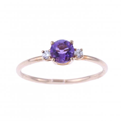 RING WITH AMETHYST AND DIAMONDS.