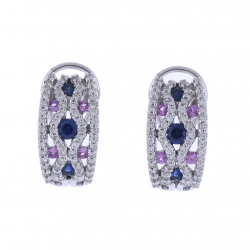 EARRINGS WITH DIAMONDS, SAPPHIRES AND RUBIES.