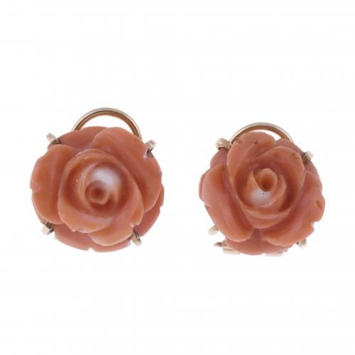 CORAL ROSE EARRINGS.