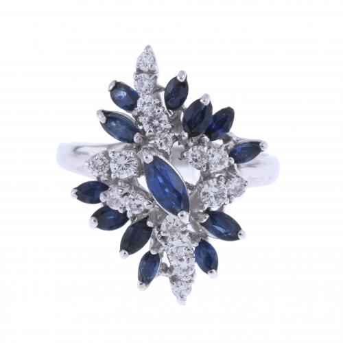 RING WITH SAPPHIRES AND DIAMONDS.