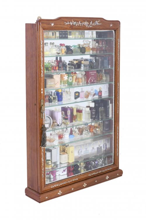 DISPLAY CABINET WITH A LARGE COLLECTION OF MINITURE PERFUME