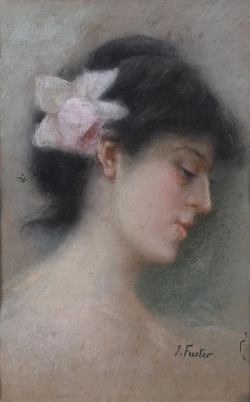 549-JOAN FUSTER BONNIN (1870-1945). "PERFIL DE UNA JOVEN".