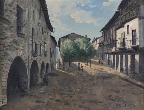 RAFAEL FERNÁNDEZ DE SOTO (1915-1984). "PLAÇA DE LES VOLTES", Bagà, 1943.