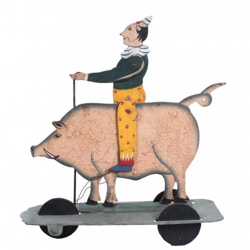 "PIG WITH A CLOWN", TOY DRAGSTER, SECOND HALF OF THE 20TH C