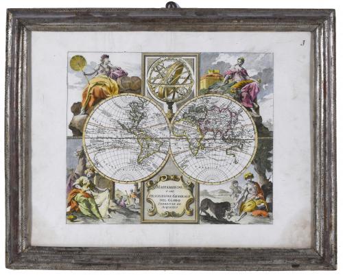 GIAMBATTISTA ALBRIZZI (1698-1777). "MAPPAMONDO O SIA DESCRIZIONE GENERALE DEL GLOBO TERRESTRE ED ACQUATICO" (Venice, 1740).