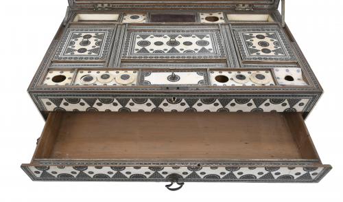 ANGLO-INDIAN SEWING BOX, PROBABLY VIZAGAPATAM, IN THE SHAPE