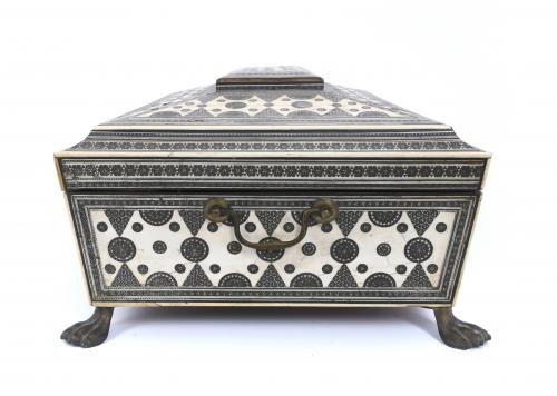 ANGLO-INDIAN SEWING BOX, PROBABLY VIZAGAPATAM, IN THE SHAPE