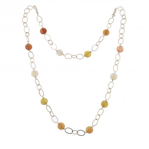 LONG CONVERTIBLE NECKLACE WITH CARNELIAN.