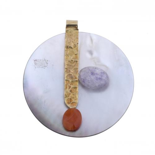 MOTHER-OF-PEARL PENDANT WITH GEMSTONES.