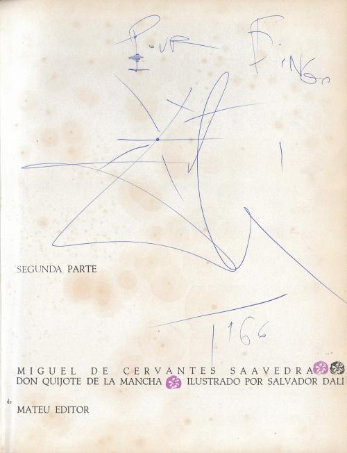 SALVADOR DALÍ I DOMÈNECH (1904-1989). AUTOGRAPH WITH DRAWIN