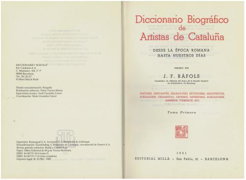 JOSEP-FRANCESC RÀFOLS. "DICCIONARIO BIOGRÁFICO DE ARTISTAS