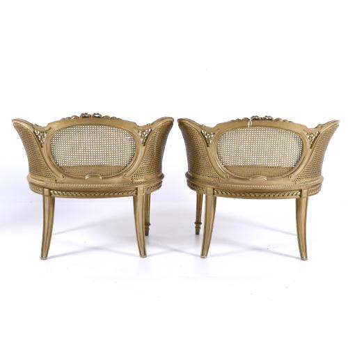 PAIR OF FRENCH "BERGÈRES" ARMCHAIRS, LOUIS XVI STYLE, SECON