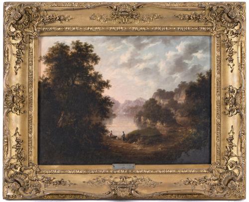 ROBERT WOODLEY-BROWN (act. 1840-1860). "LANDSCAPE WITH A LA