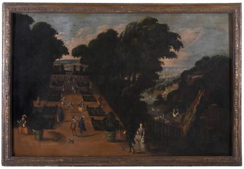 MID 17TH CENTURY SPANISH SCHOOL.  "PALACE GARDEN".