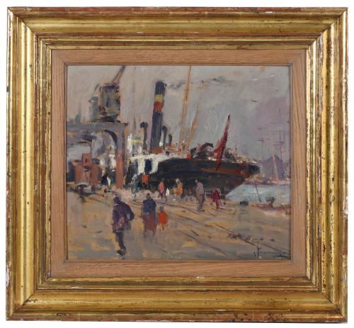 JOAQUIM TERRUELLA MATILLA (1891-1957). "SHIP IN PORT".