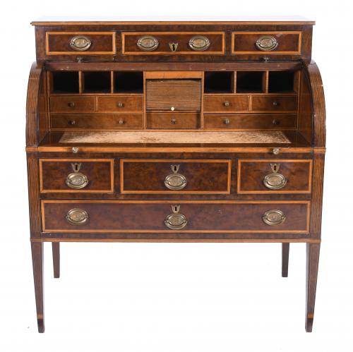 CYLINDRICAL BUREAU, NEOCLASSICAL STYLE, MID 20TH CENTURY. 