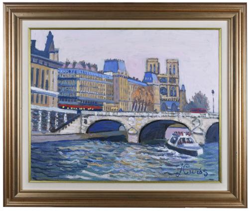 JORDI CURÓS (1930-2017). "PARÍS", 1991, Pont Neuf - Ile de